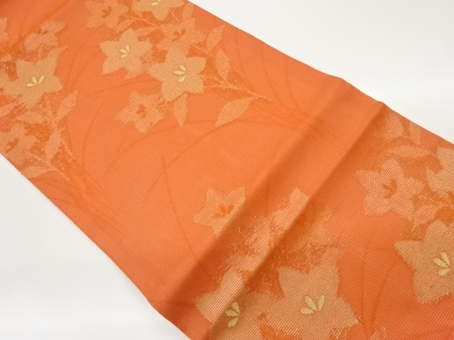 紗 桔梗模様織出し名古屋帯